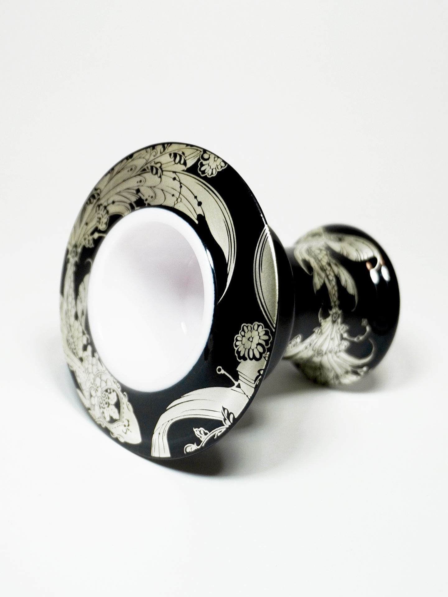 Jet Black Silver-Inlaid Xuanying Fish Incense Holder | Chinese Fengshui Ceramic Censer with Hand-Painted Artistry | Auspicious Fish for Prosperity & Harmony