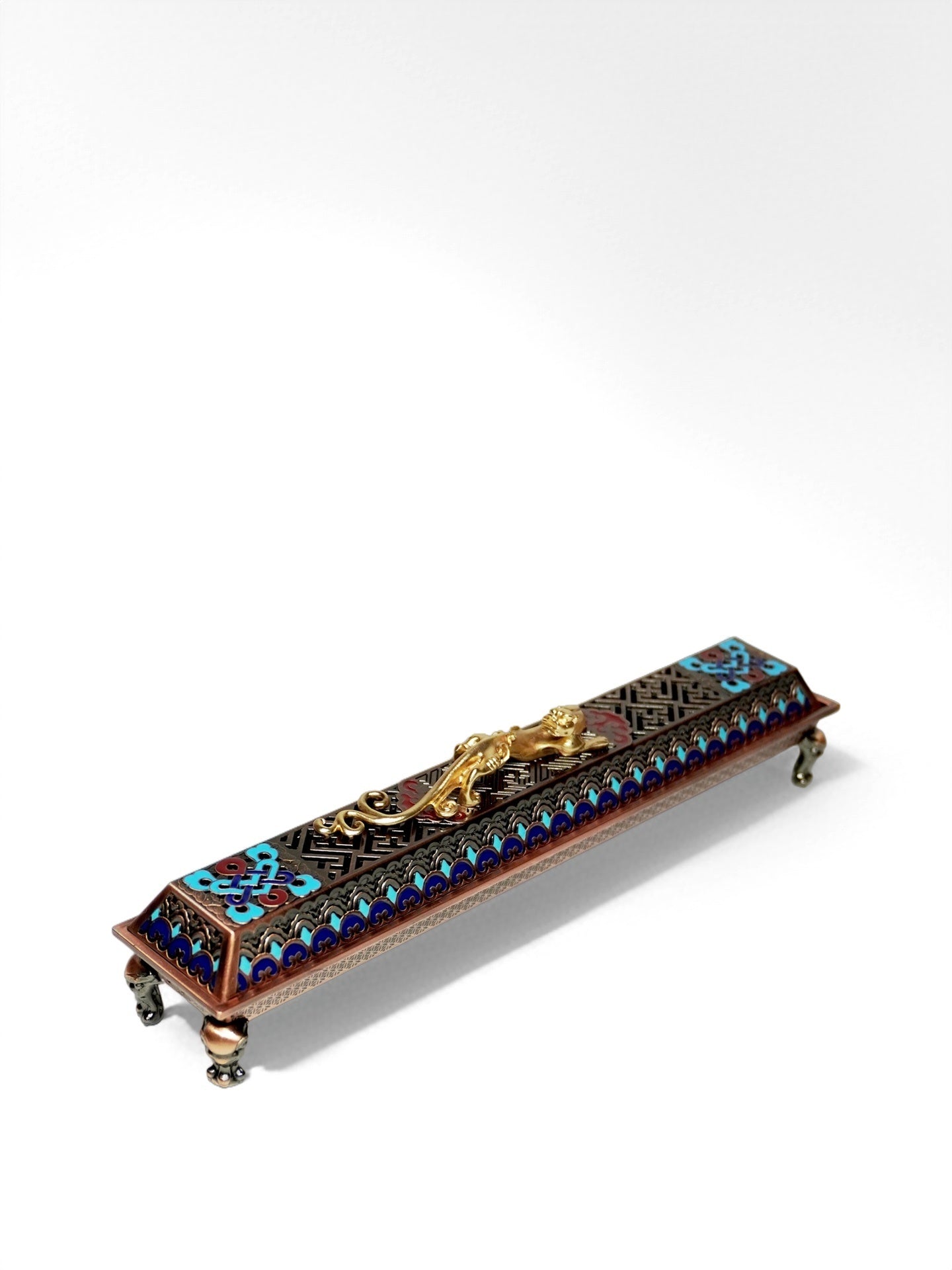 Wanshou Chi Dragon Reclining Incense Burner | Chinese Fengshui Cloisonné Incense Holder with Auspicious Dragon Symbolism