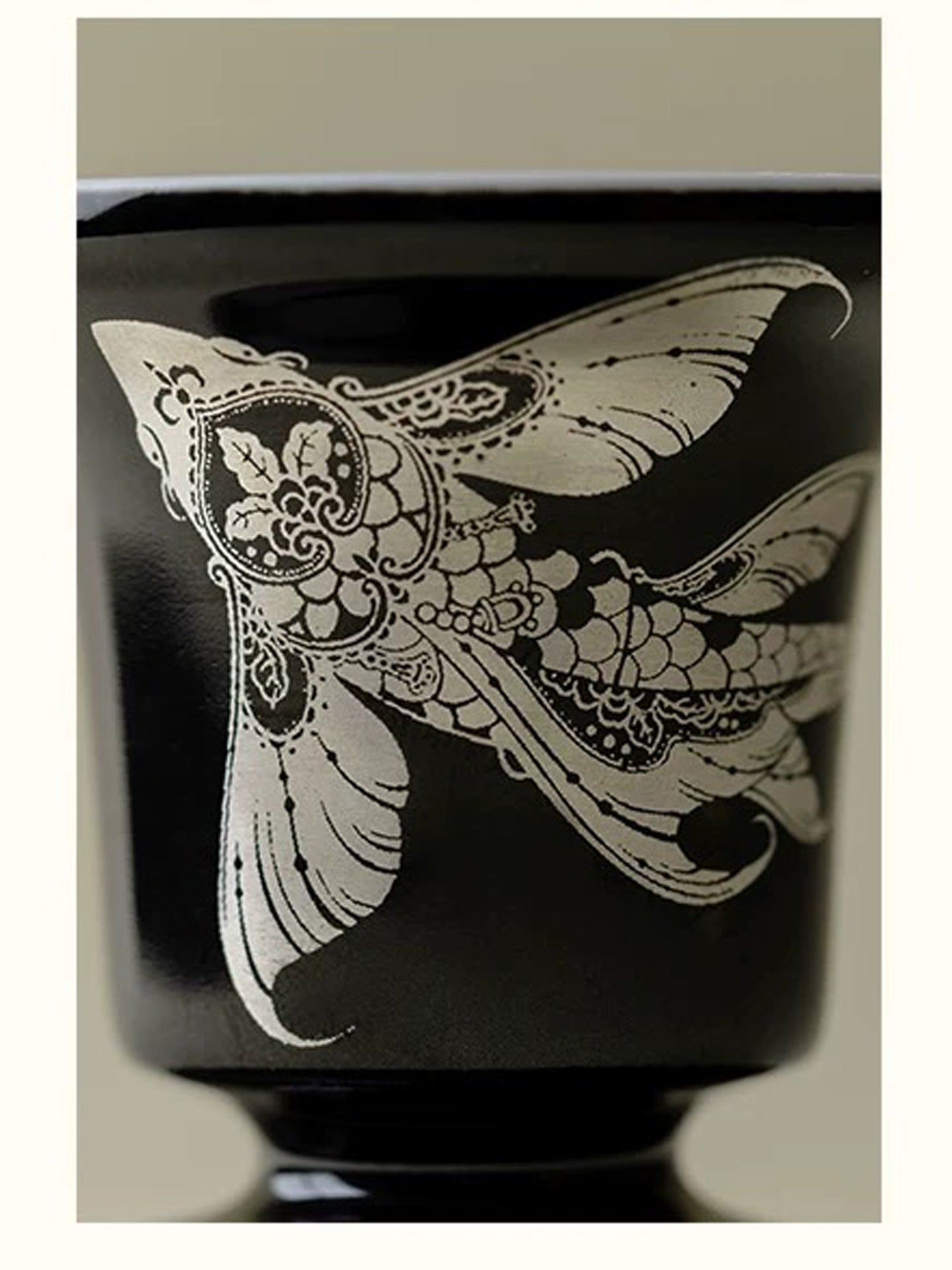 Jet Black Silver-Inlaid Xuanying Fish Incense Holder | Chinese Fengshui Ceramic Censer with Hand-Painted Artistry | Auspicious Fish for Prosperity & Harmony