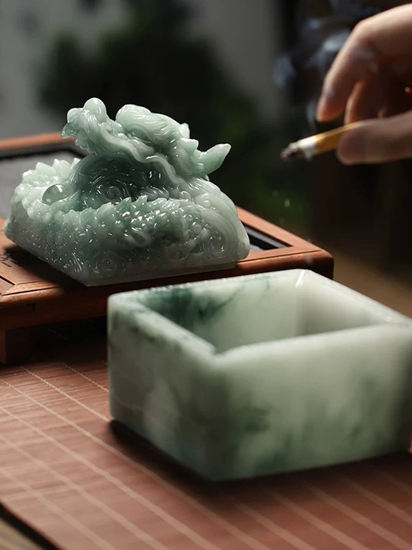 Dragon Seal Resin Ashtray Ornament | Chinese Fengshui Dragon Figurine for Prosperity, Luck & Career Advancement