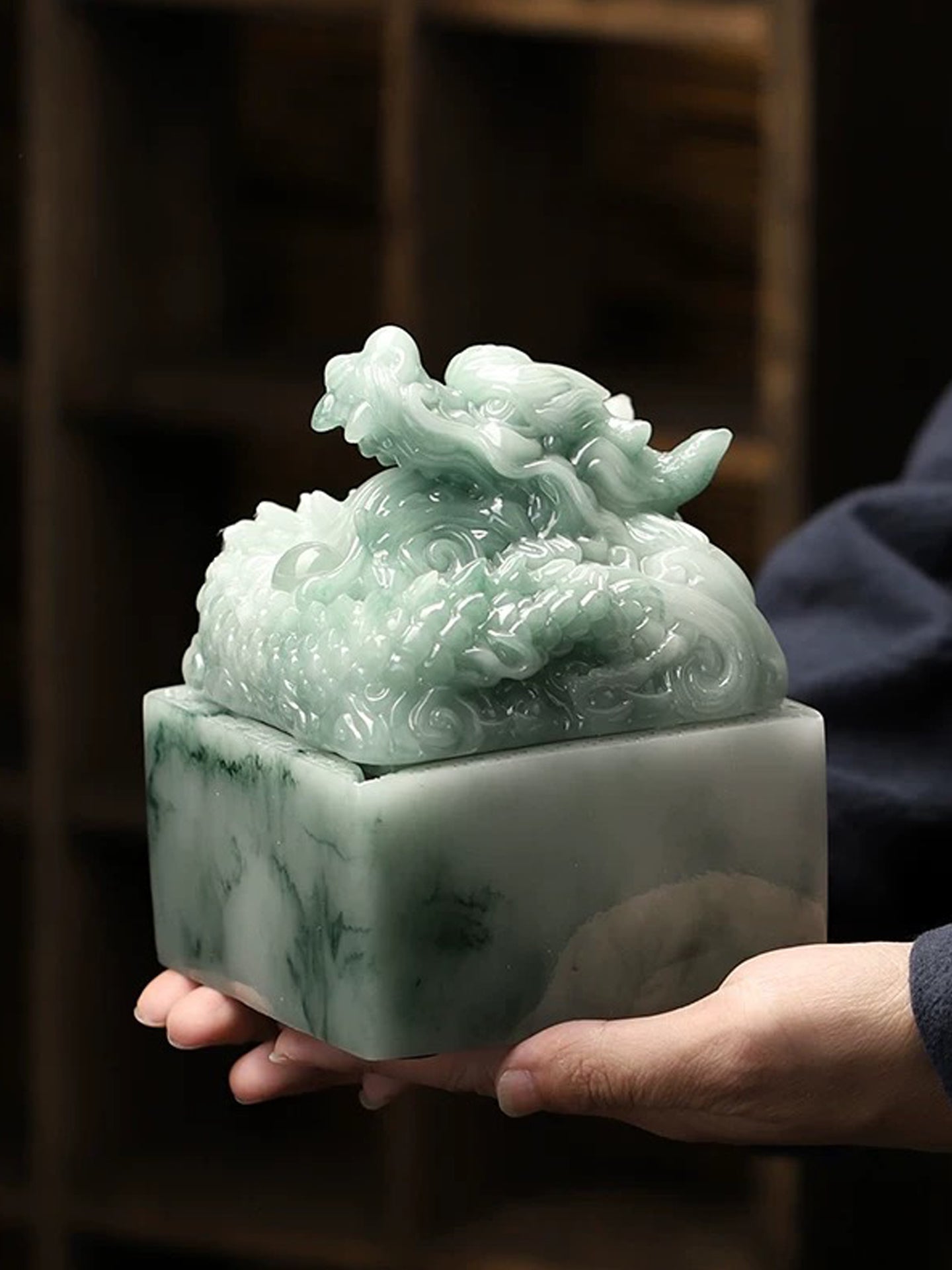 Dragon Seal Resin Ashtray Ornament | Chinese Fengshui Dragon Figurine for Prosperity, Luck & Career Advancement