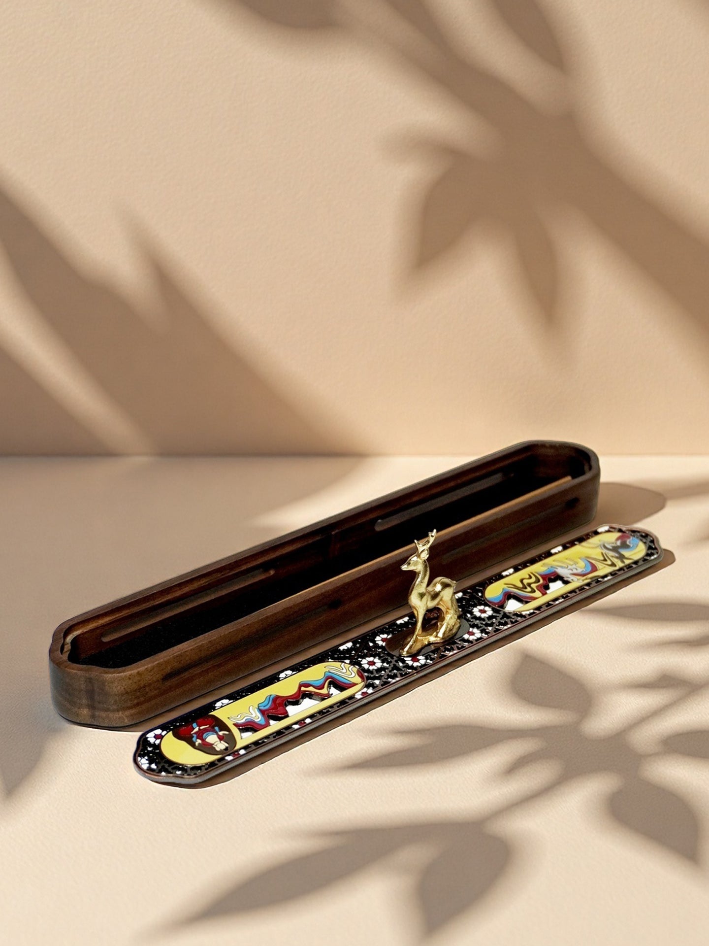 Cloud Deer Enameled Copper Incense Box | Chinese Fengshui Incense Holder with Handcrafted Cloisonné & Sacred Deer Symbolism