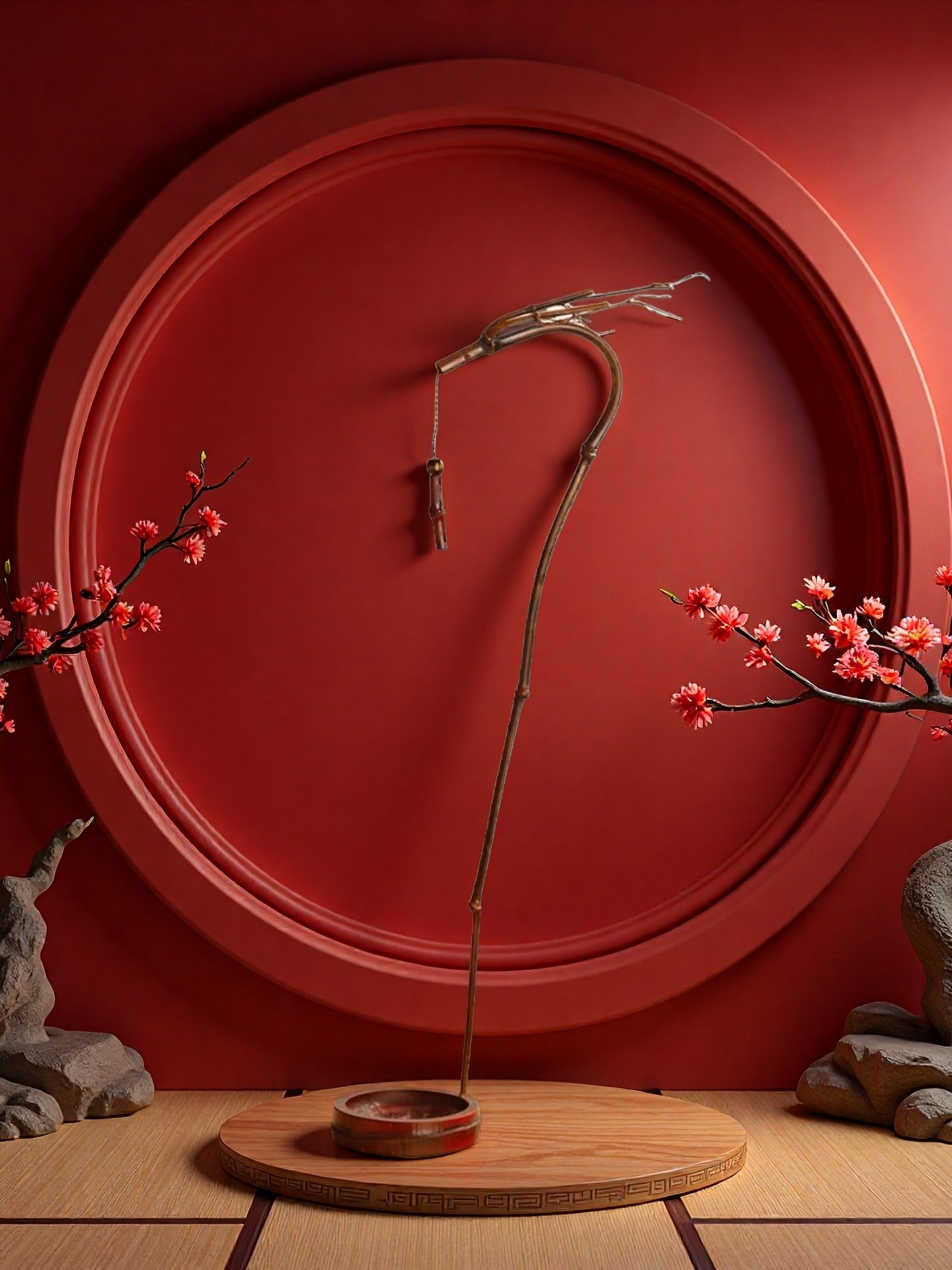Moso Bamboo Lacquer Dragon Incense Holder - 'Dragon Shadow Among Bamboo' | Chinese Zen Dragon-Shaped Incense Stand with Oriental Mystical Power - For Stick Incense