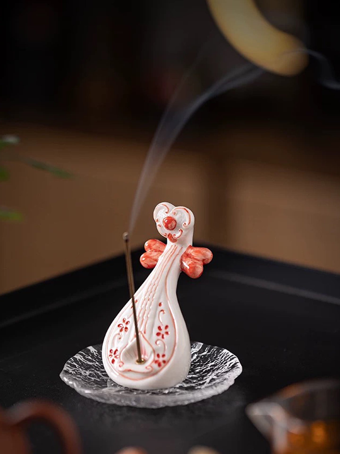 Pipa Blue and White Glaze Ceramic Incense Holder | Chinese Zen Incense Burner with Eastern Mysterious Power | For Tea Ceremony & Meditation