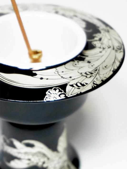 Jet Black Silver-Inlaid Xuanying Fish Incense Holder | Chinese Fengshui Ceramic Censer with Hand-Painted Artistry | Auspicious Fish for Prosperity & Harmony