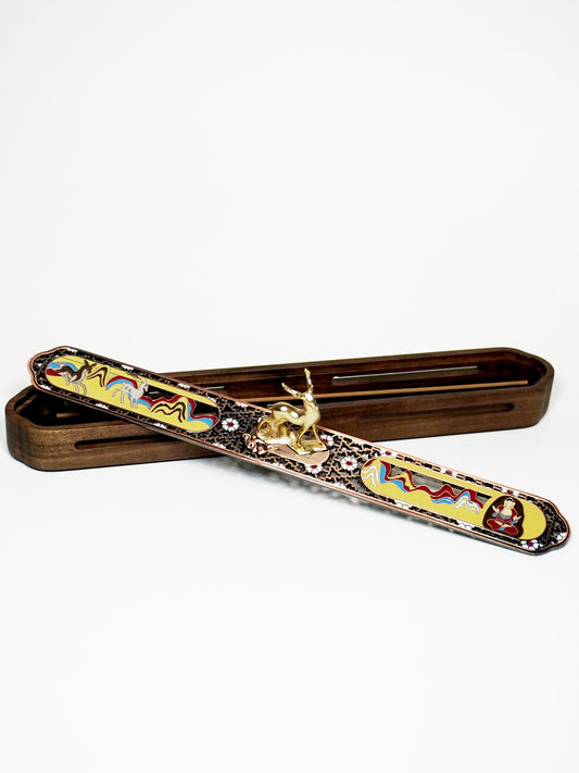 Cloud Deer Enameled Copper Incense Box | Chinese Fengshui Incense Holder with Handcrafted Cloisonné & Sacred Deer Symbolism