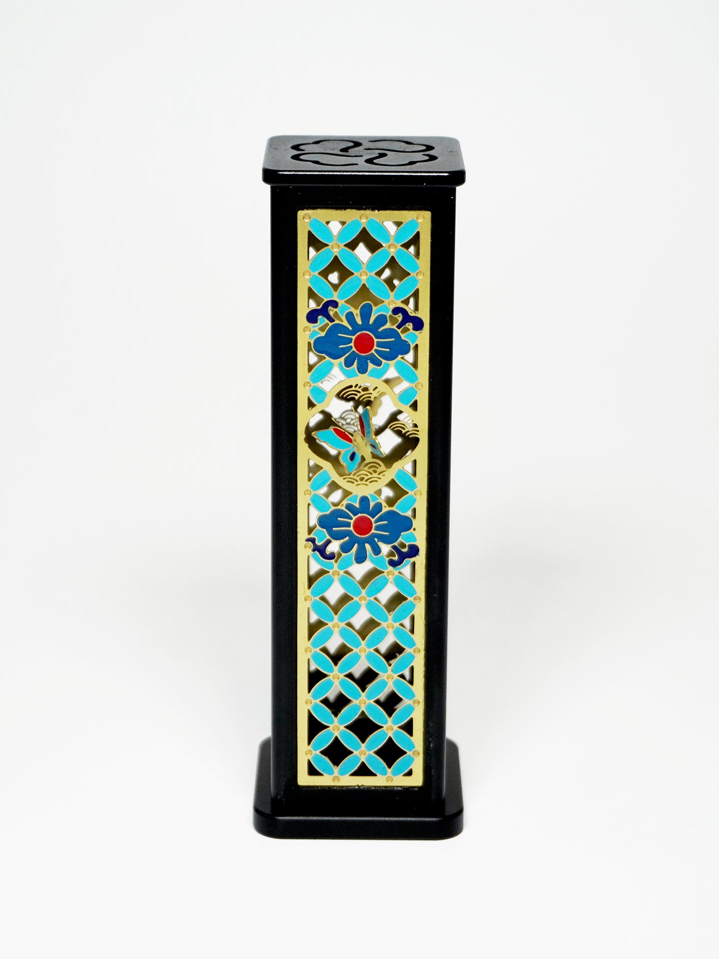 Enameled Vertical Stick Incense Holder | Butterfly Dream Chinese Incense Burner with Handcrafted Cloisonné Art & Fengshui Symbolism