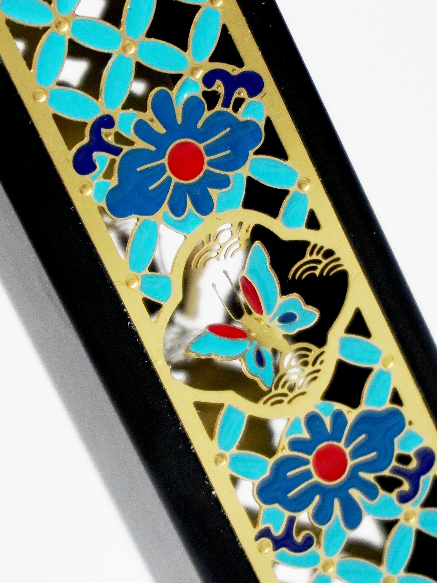 Enameled Vertical Stick Incense Holder | Butterfly Dream Chinese Incense Burner with Handcrafted Cloisonné Art & Fengshui Symbolism