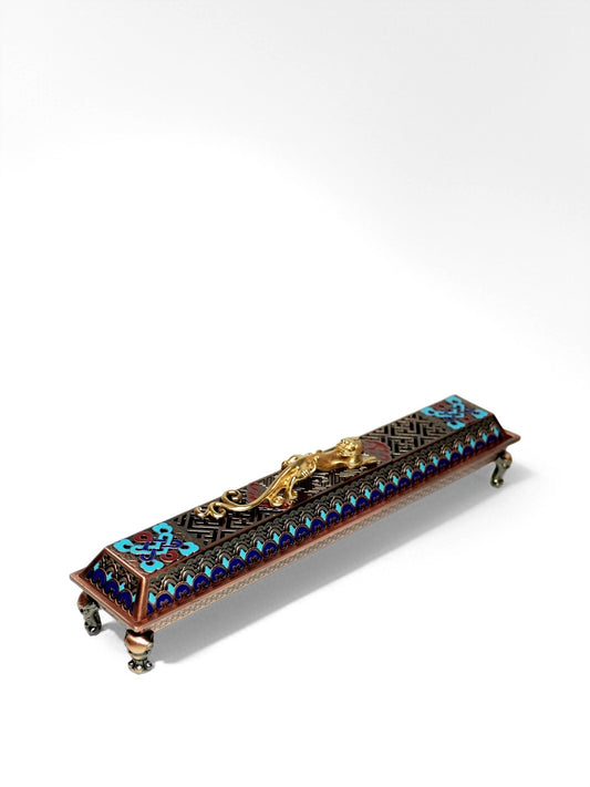 Wanshou Chi Dragon Reclining Incense Burner | Chinese Fengshui Cloisonné Incense Holder with Auspicious Dragon Symbolism