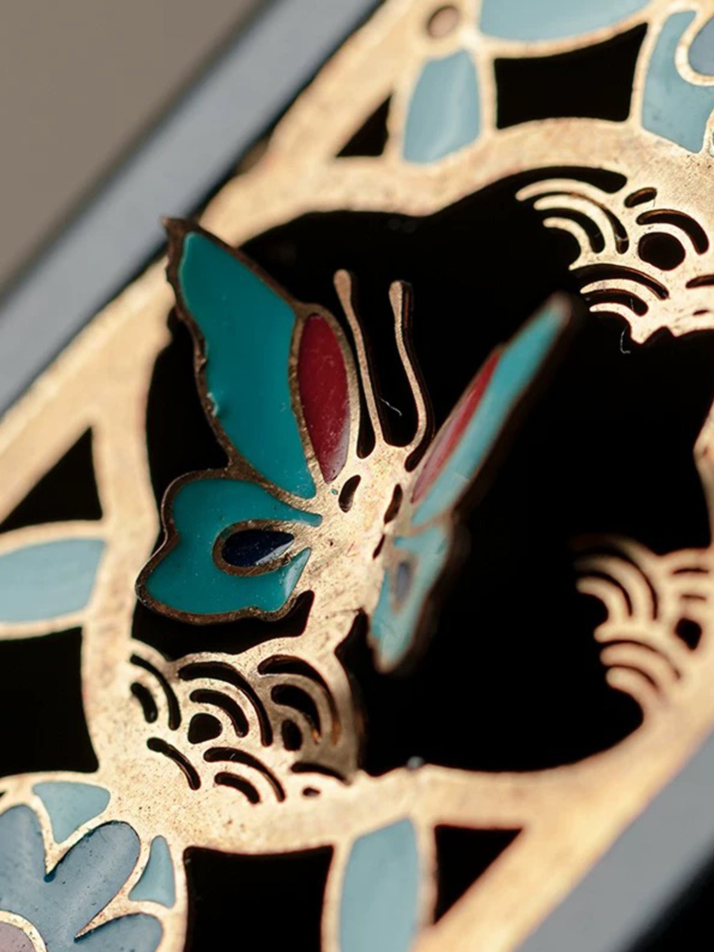 Enameled Vertical Stick Incense Holder | Butterfly Dream Chinese Incense Burner with Handcrafted Cloisonné Art & Fengshui Symbolism