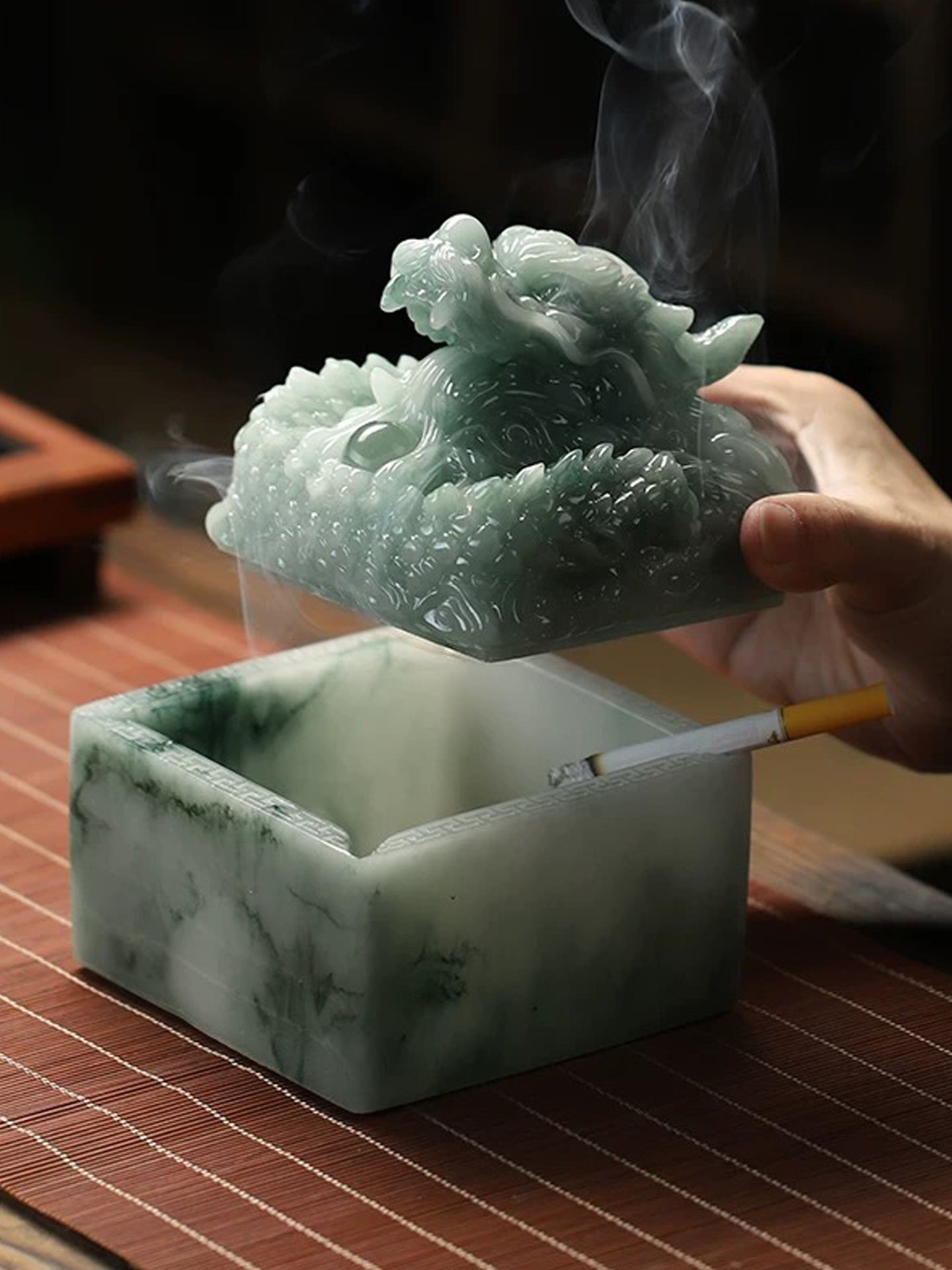 Dragon Seal Resin Ashtray Ornament | Chinese Fengshui Dragon Figurine for Prosperity, Luck & Career Advancement