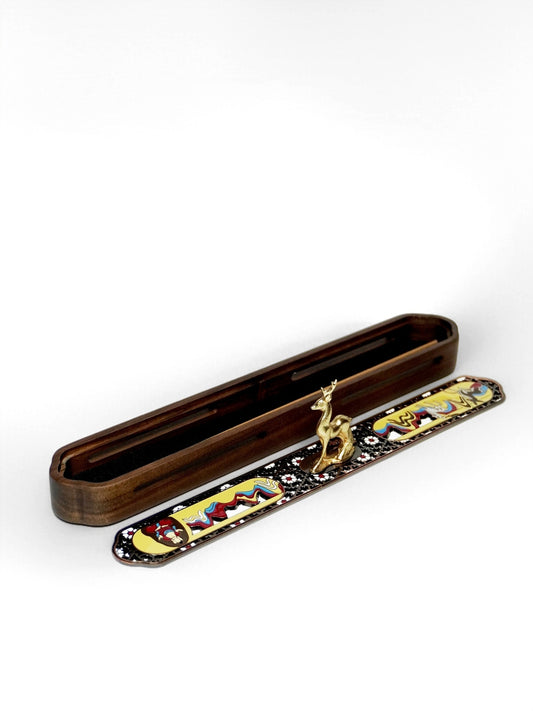Cloud Deer Enameled Copper Incense Box | Chinese Fengshui Incense Holder with Handcrafted Cloisonné & Sacred Deer Symbolism