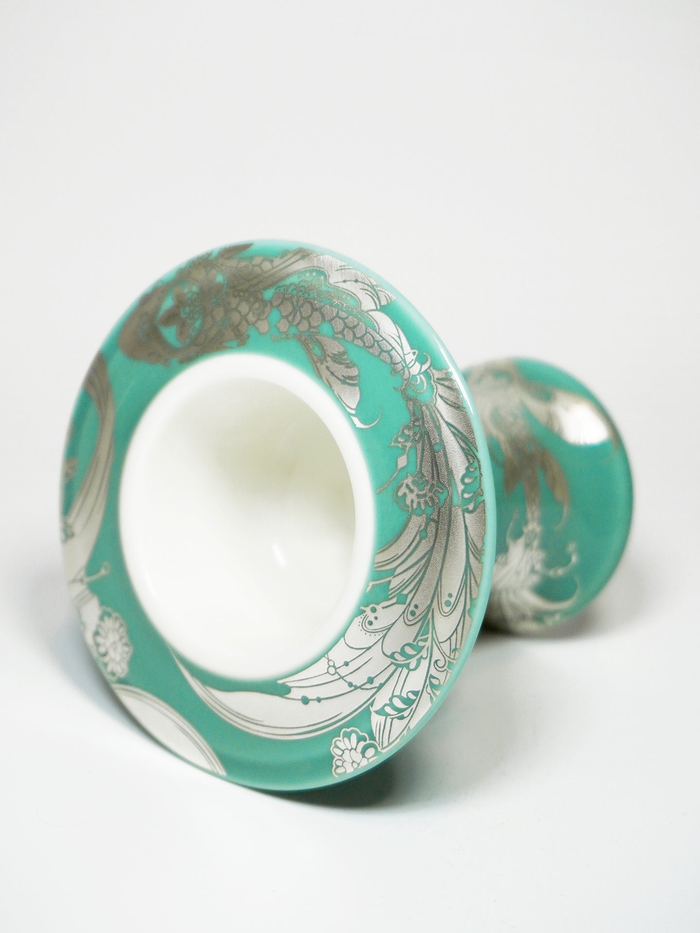 Xuanying Swimming Fish Incense Holder | Chinese Fengshui Ceramic Censer with Silver-Inlaid Design | Auspicious Fish Symbol for Prosperity