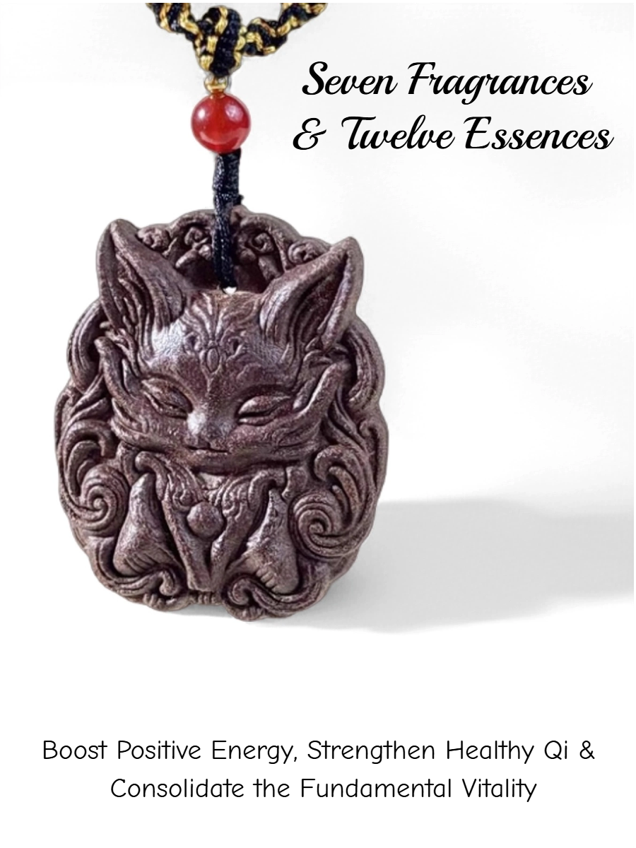 Fox Spirit Incense Pendant (Seven Fragrances & Twelve Essences) - 12 Traditional Chinese Herb Feng Shui Amulet for Positive Energy & Vitality