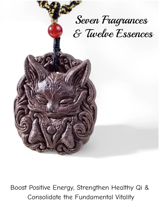 Fox Spirit Incense Pendant (Seven Fragrances & Twelve Essences) - 12 Traditional Chinese Herb Feng Shui Amulet for Positive Energy & Vitality