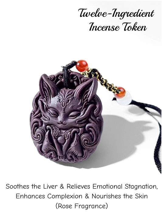 Fox Spirit Incense Pendant (Rose Fragrance) - 12 Traditional Chinese Herb Feng Shui Amulet for Mood & Skin Wellness